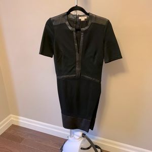 Helmut Lang Leather trim navy dress